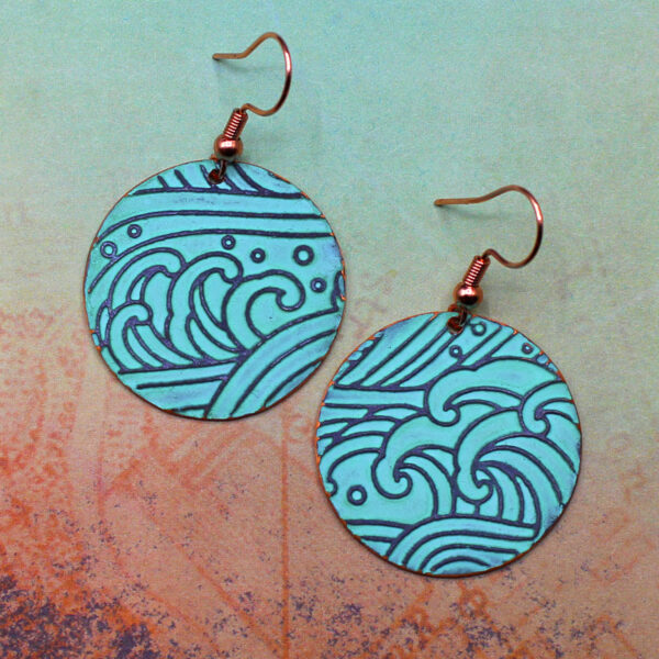 wave copper earrings