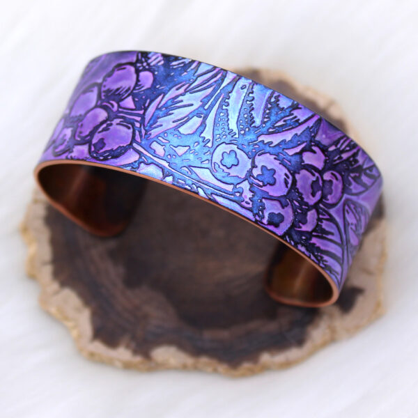 blueberries copper cuff handmade bracelet
