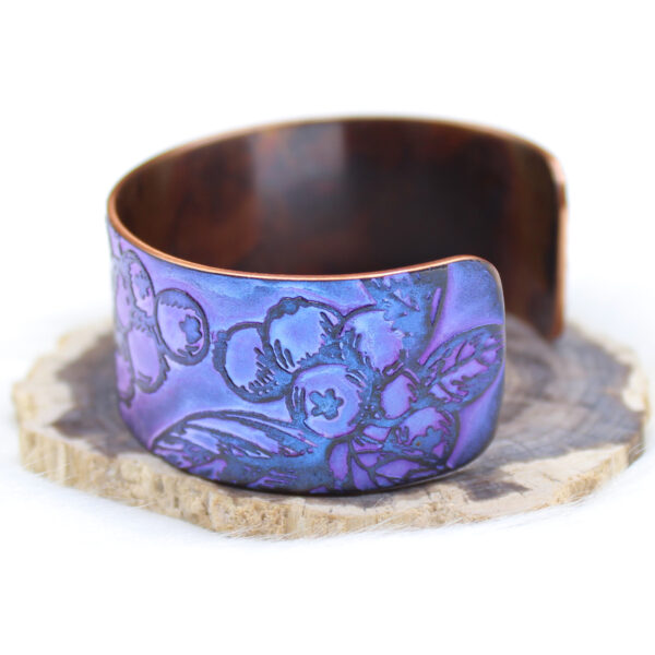 blueberries copper cuff handmade bracelet