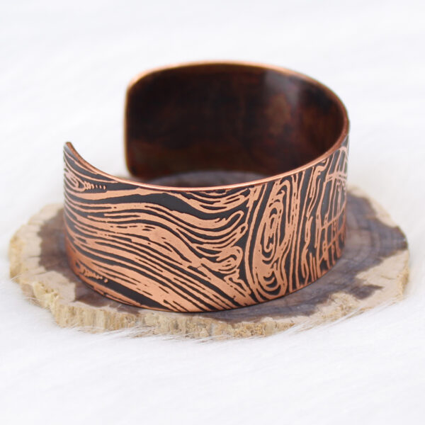 Wood Grain Pattern Copper Cuff