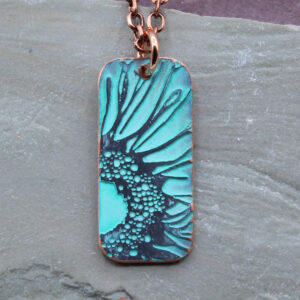 Turquoise Sunflower Handmade Copper Necklace