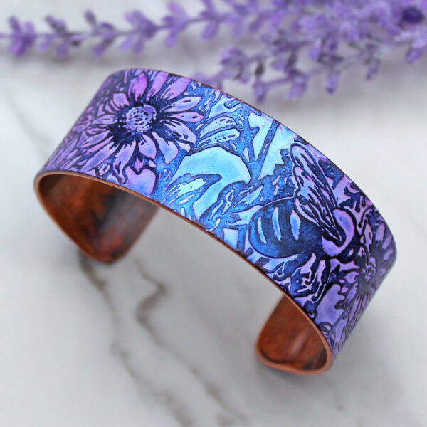 Bumblebee & Wildflowers Copper Bracelet