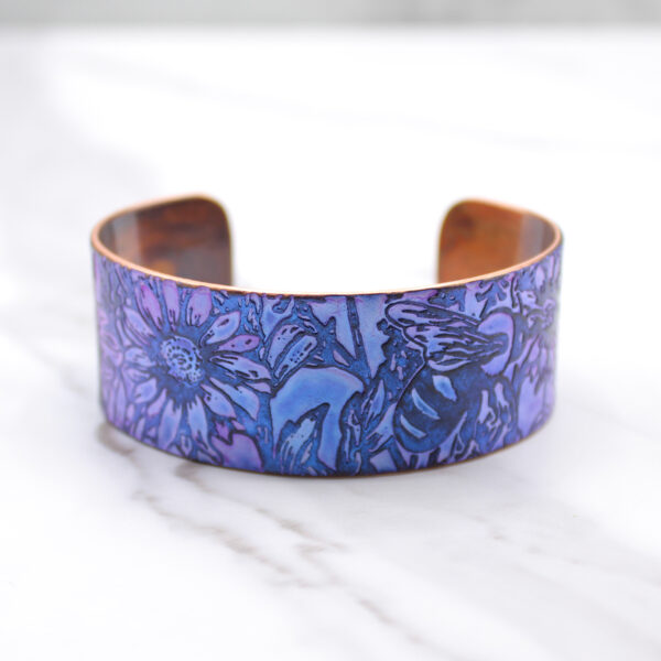 Bumble Bee & Wildflowers Copper Bracelet