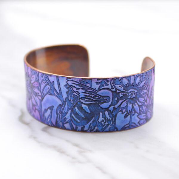 Bumble Bee & Wildflowers Copper Bracelet