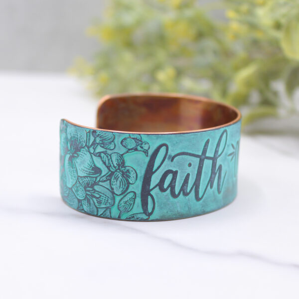 faith over fear handmade copper cuff