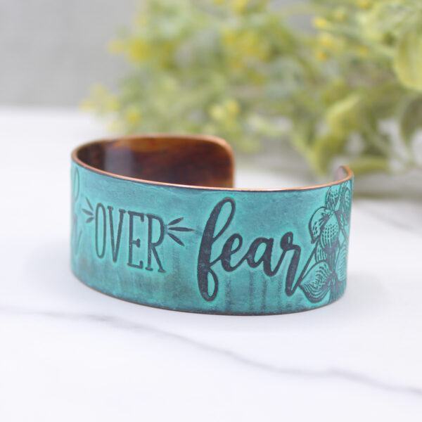 faith over fear handmade copper cuff
