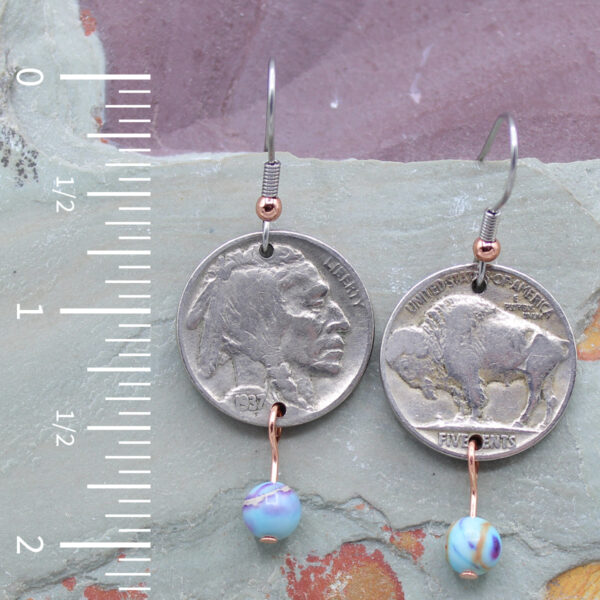 Buffalo Nickel Earrings Jasper Stones