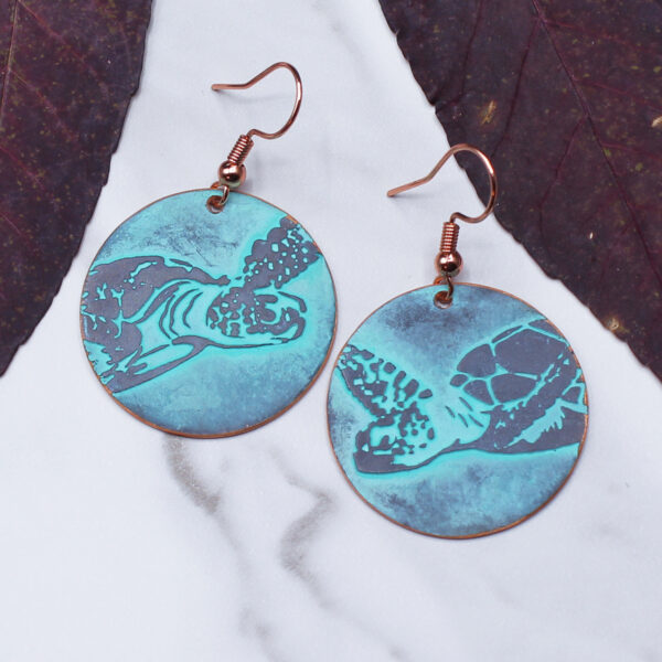 Sea Turtle Copper Earrings