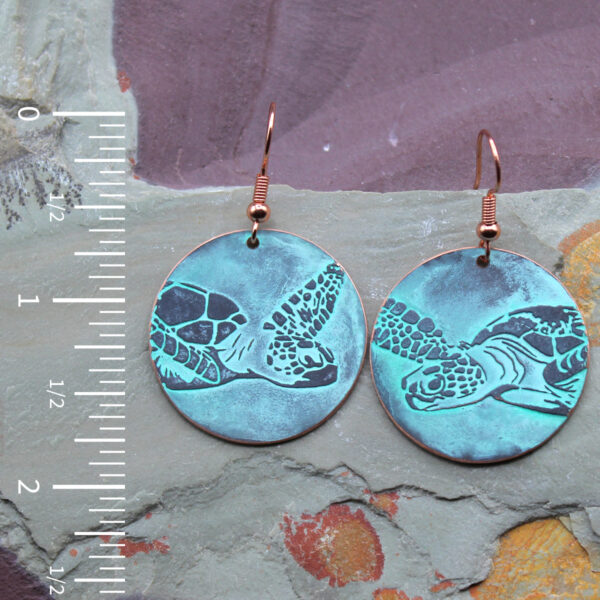 Handmade Copper Sea Turtle Earrings