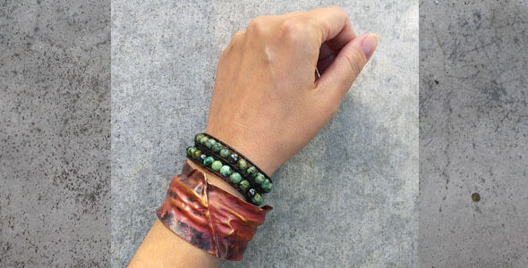 Leather Wrap Bracelets with Semiprecious Stones