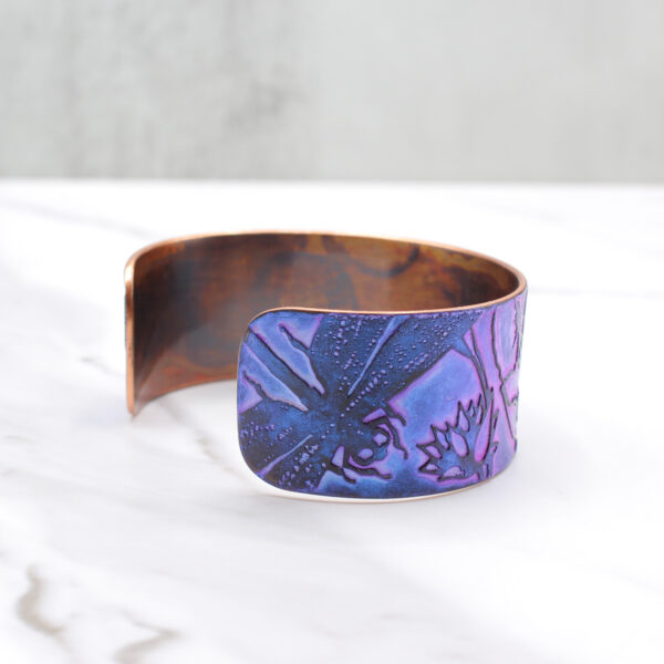 Lotus Flower Dragonfly Copper Bracelet