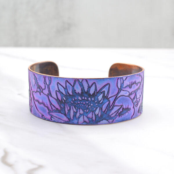 Lotus Flower Dragonfly Copper Bracelet