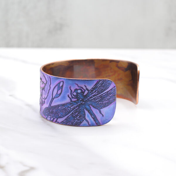 Lotus Flower Dragonfly Copper Bracelet