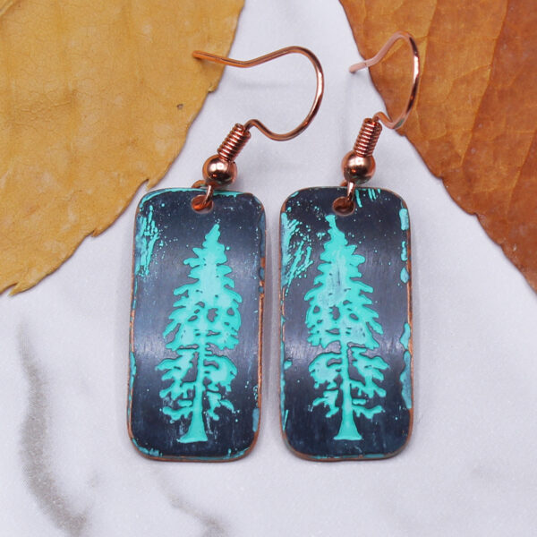 Pine Tree Copper Earrings