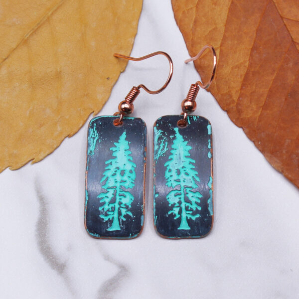 Pine Tree Copper Earrings