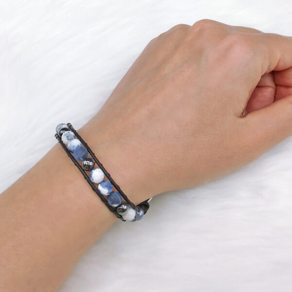 Sodalite Leather Wrap Bracelet