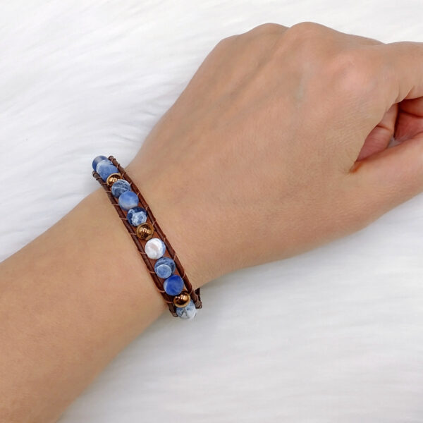 Sodalite Leather Wrap Bracelet
