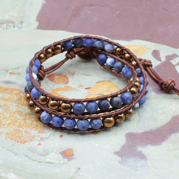 Sodalite Leather Wrap