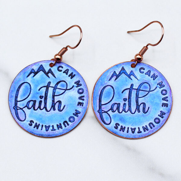 Faith Can Move Mountains Copper Earrings
