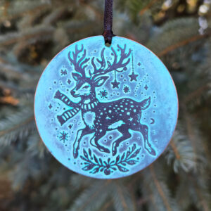 Vintage Stag Deer Copper Christmas Ornament