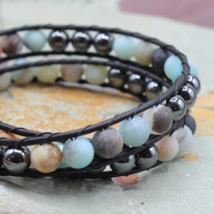 Amazonite Leather Wrap