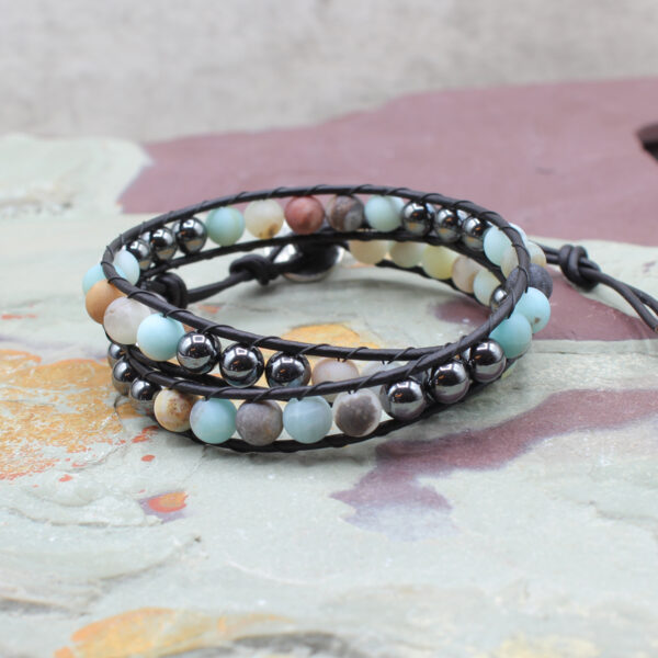 Amazonite Leather Wrap