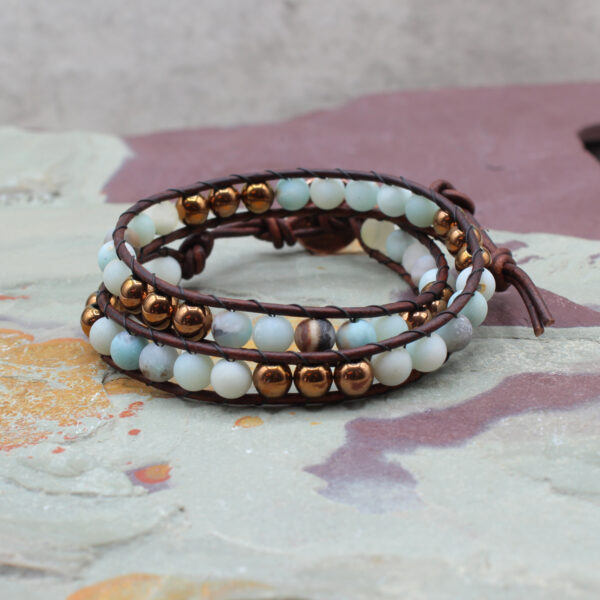 Amazonite Leather Wrap