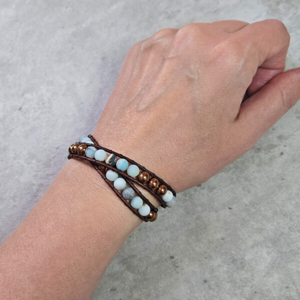 Amazonite Leather Wrap