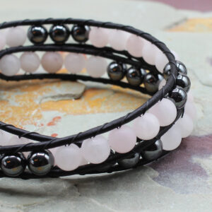 Rose Quartz Leather Wrap