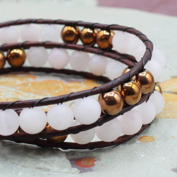 Rose Quartz Leather Wrap