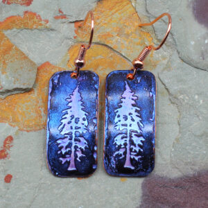 copper pine tree earrings