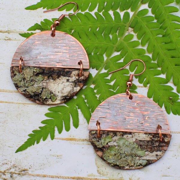 birch bark copper earrings