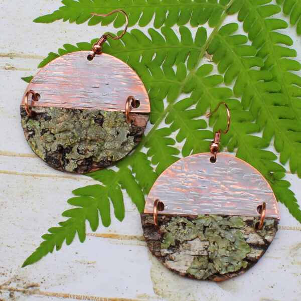 birch bark copper earrings