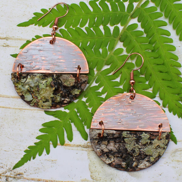 birch bark copper earrings