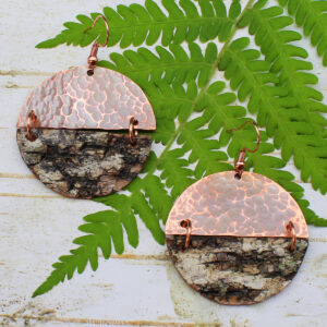 birch bark copper earrings handmade