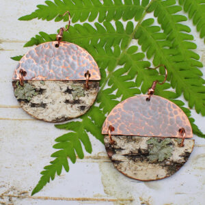 birch bark copper earrings handmade