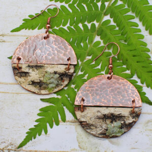 birch bark copper earrings handmade
