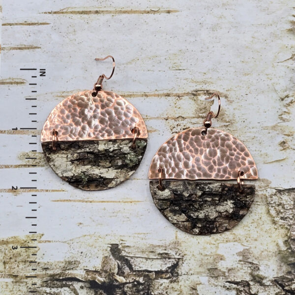 birch bark copper earrings handmade