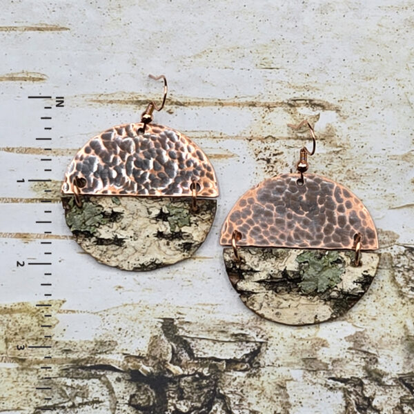 birch bark copper earrings handmade