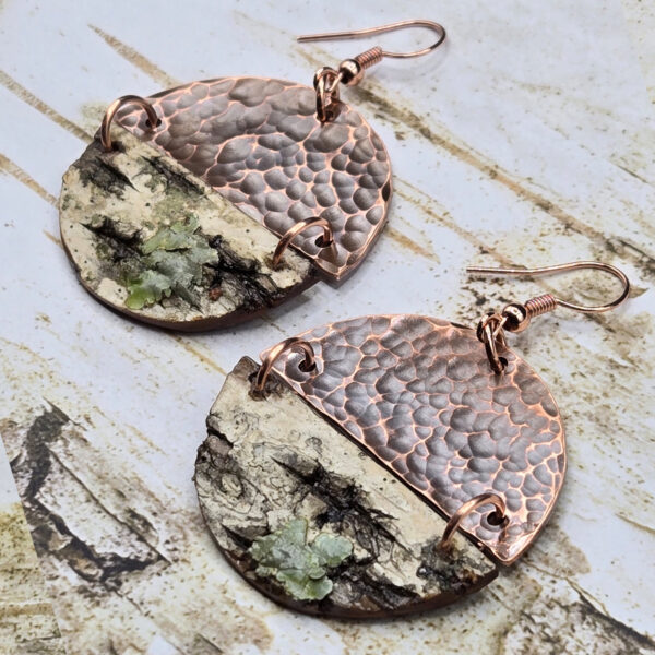 birch bark copper earrings handmade