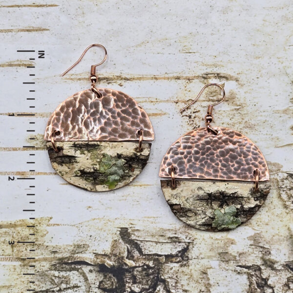 birch bark copper earrings handmade