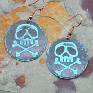 Skull and Crossbones Handmade Copper Earrings