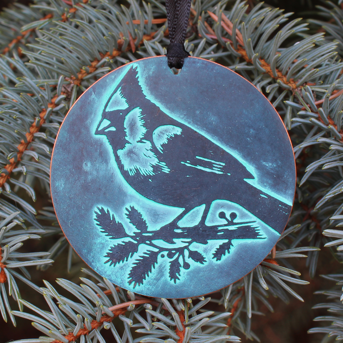 Cardinal Handmade Christmas Ornament Copper