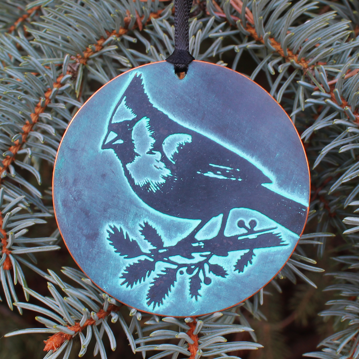 Cardinal Handmade Christmas Ornament Copper